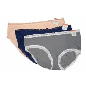 Jenni‎ Intimates Panties, Lot of 3, Lace Trim Grey Blue Chai, XXXL, NWT